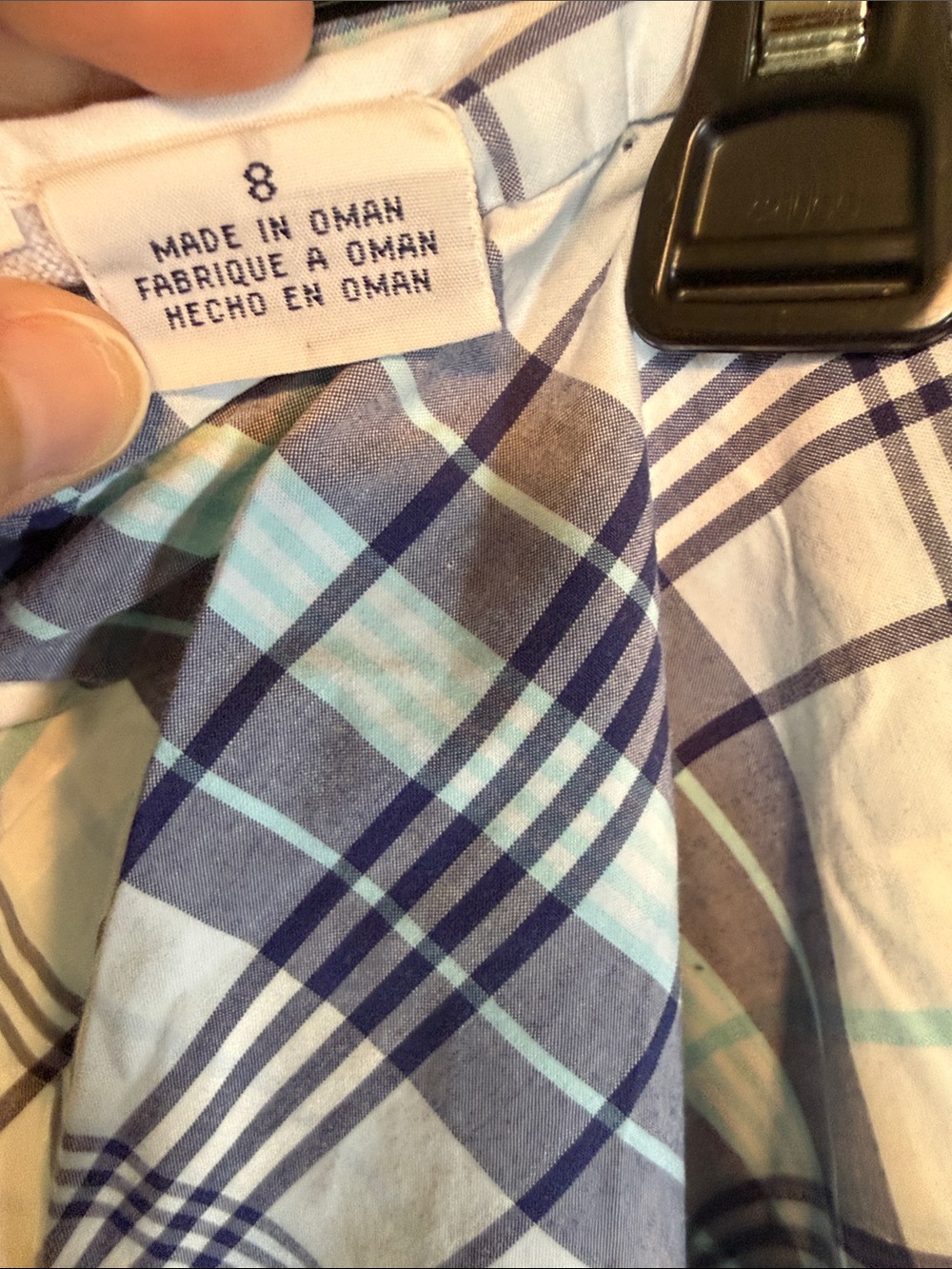 Tommy Hilfiger Women Plaid Maxi Skirt Navy Blue White Aqua Size 8 Preppy Classic - Picture 3 of 5